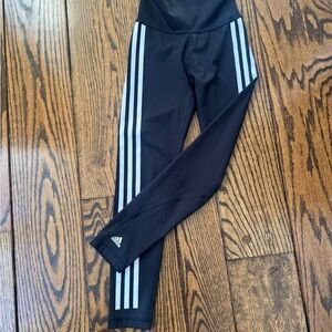 Adidas Aerosport Black and White Striped Kids Leggings